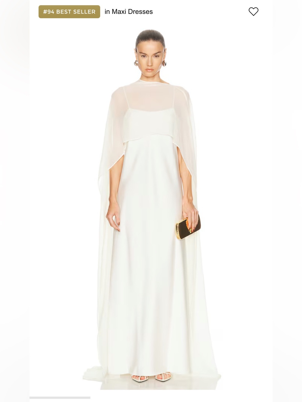 L'Academie White Cape-Overlay Maxi Dress